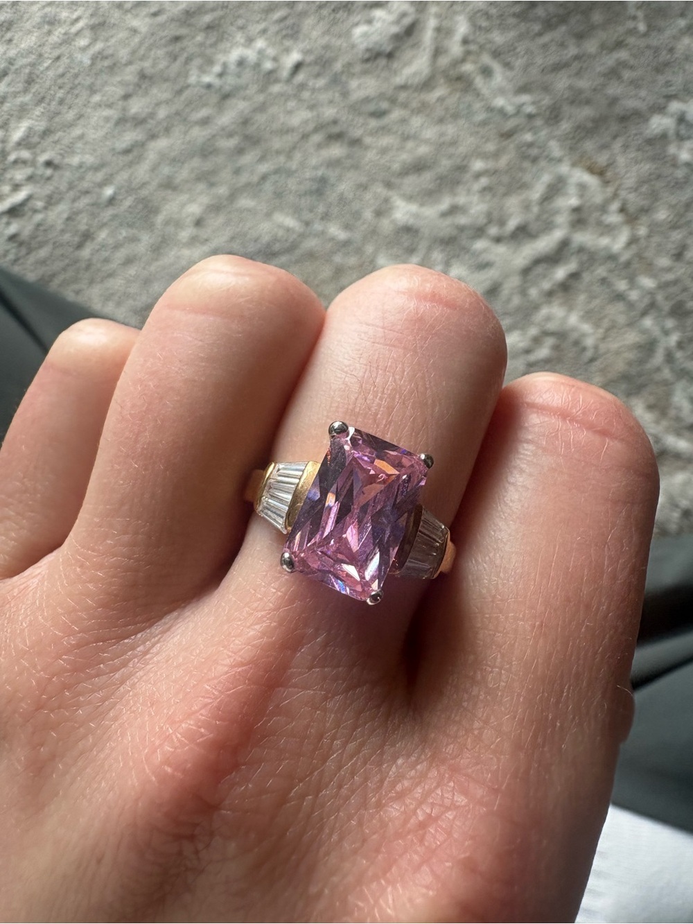 Pink Emerald-Cut Stone Costume Jewelry - Picture 2 of 5